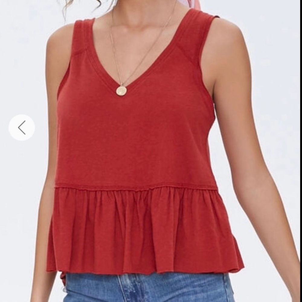 🤍NEW! Forever21 Peplum Flounce-Hem Tank Top